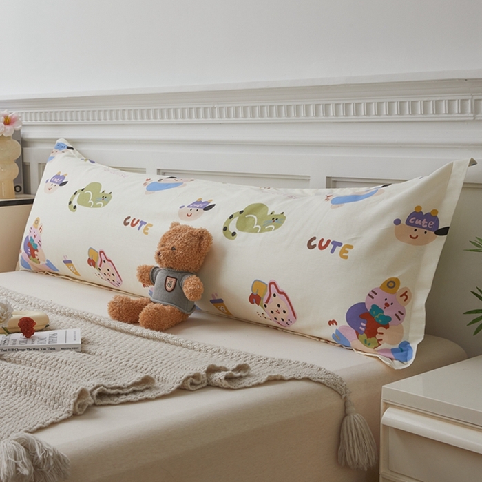 91家纺网 家纺一手货源 找家纺 翎盈家纺 2025新款纯棉小清新双人枕套 机智萌宠