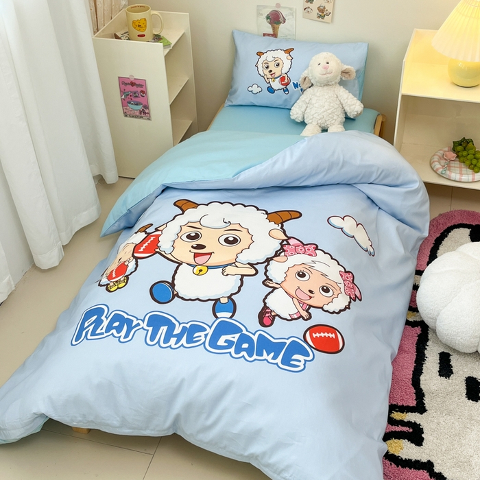 91家纺网 家纺一手货源 找家纺 金爱家 2025新款喜羊羊系列幼儿园三件套 幼儿园-Y亲亲伙伴