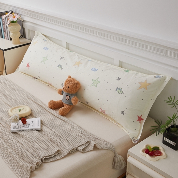 91家纺网 家纺一手货源 找家纺 翎盈家纺 2025新款纯棉小清新双人枕套 天使之星