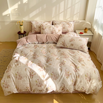 庭彤 2025春夏新款莱赛尔天丝印花三件套四件套 艾莎粉