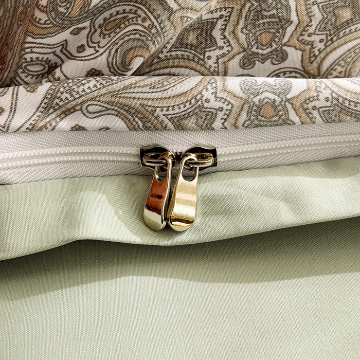 91家纺网 家纺一手货源 找家纺 庭彤 2025春夏新款莱赛尔天丝印花三件套四件套 佛罗伦萨浅绿