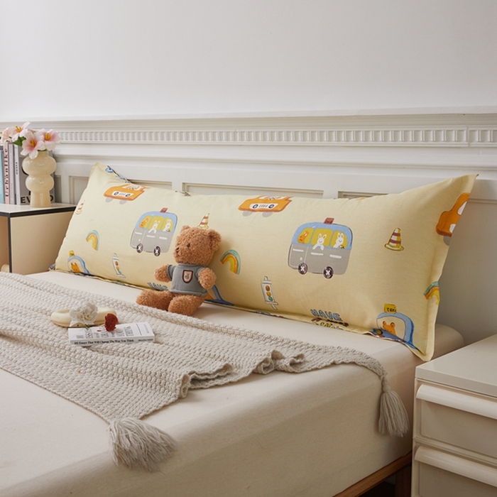 91家纺网 家纺一手货源 找家纺 翎盈家纺 2025新款纯棉小清新双人枕套 汽车乐园