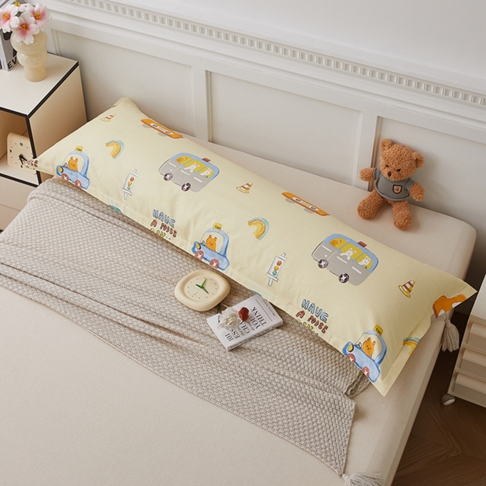 91家纺网 家纺一手货源 找家纺 翎盈家纺 2025新款纯棉小清新双人枕套 汽车乐园