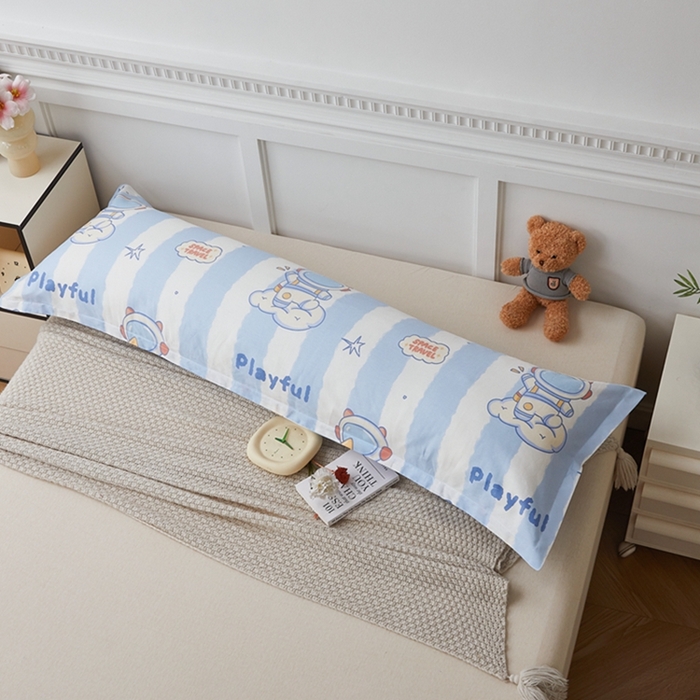 91家纺网 家纺一手货源 找家纺 翎盈家纺 2025新款纯棉小清新双人枕套 遨游星际