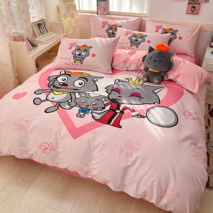 91家纺网 家纺一手货源 找家纺 （总）金爱家 2025新款喜洋洋纯棉数码印花系列四件套