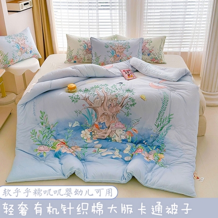 91家纺网 家纺一手货源 找家纺 （总）丫丫家纺2025直播热款轻奢有机针织棉夏被春秋冬被双面大版卡通被子被芯儿童单人双人被（免费提供买家秀）