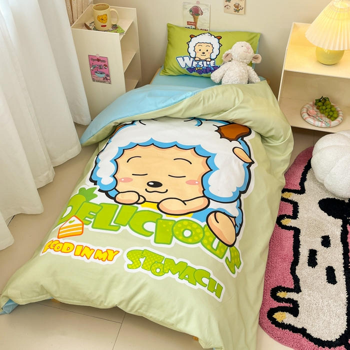 91家纺网 家纺一手货源 找家纺 金爱家 2025新款喜羊羊系列幼儿园三件套 幼儿园-Y美梦羊羊