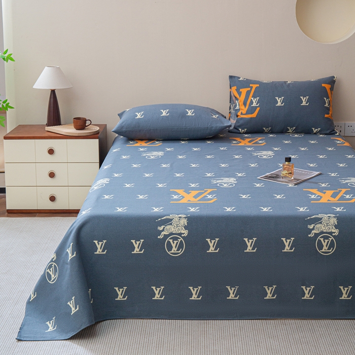 91家纺网 家纺一手货源 找家纺 邵依家纺 2025新款原棉老粗布印花床单系列 经典字母灰