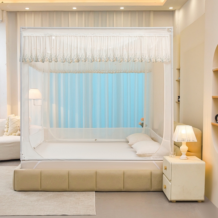 91家纺网 家纺一手货源 找家纺 梦尔佳蚊帐2025新款TU绣花蚊帐-859窈窕淑女系列 宛如白霞