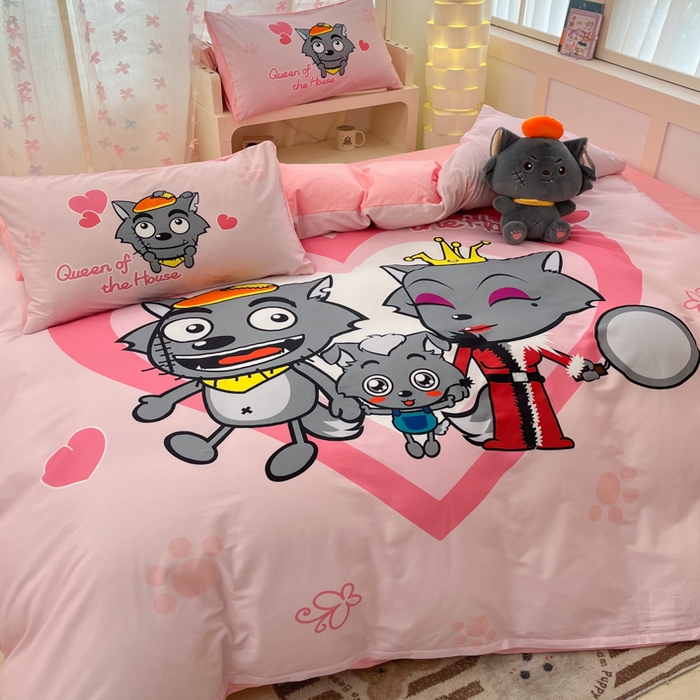 91家纺网 家纺一手货源 找家纺 （总）金爱家 2025新款喜洋洋纯棉数码印花系列四件套