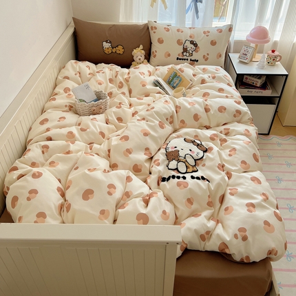 桃喜 2025新款猫咪系列印花毛巾绣水洗棉四件套 豹纹猫猫咖