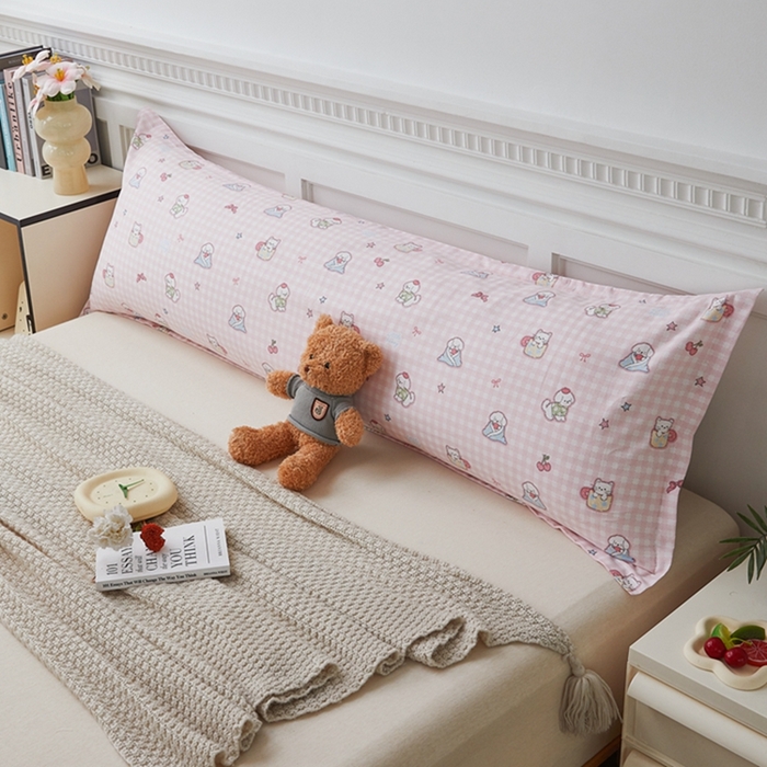 91家纺网 家纺一手货源 找家纺 翎盈家纺 2025新款纯棉小清新双人枕套 可爱家族