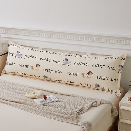 翎盈家纺 2025新款纯棉小清新双人枕套 运动狗狗