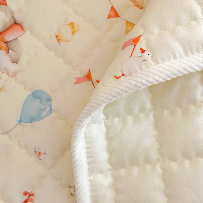 91家纺网 家纺一手货源 找家纺 嗨生活 2025新款7A抗菌全棉双层纱床垫 床褥 幼儿园床垫 儿童床垫 支持定做  派对小象