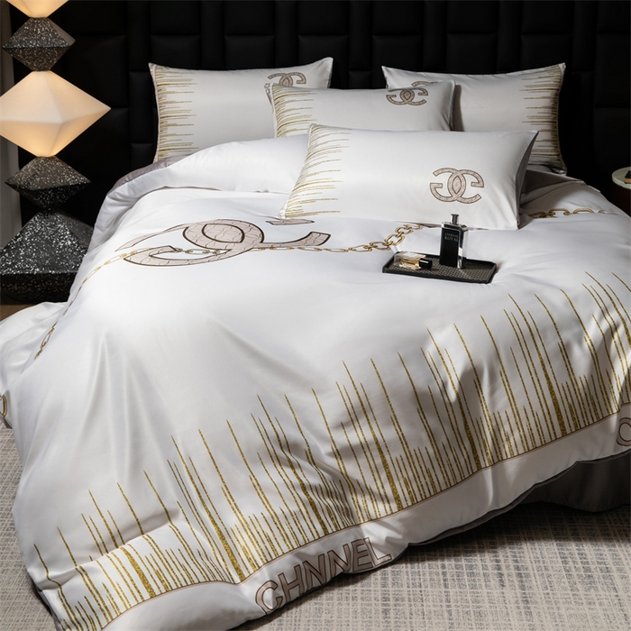 91家纺网 家纺一手货源 找家纺 色鬼布艺 2025新款水洗真丝四件套水洗冰丝数码印花四件套 奢白