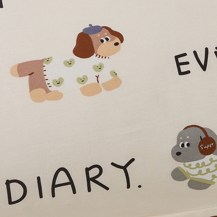 91家纺网 家纺一手货源 找家纺 翎盈家纺 2025新款纯棉小清新双人枕套 运动狗狗