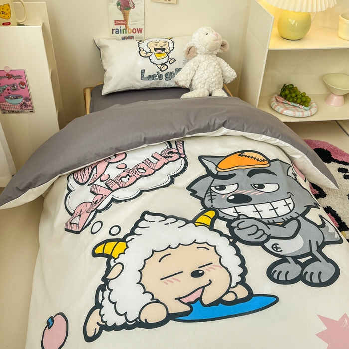 91家纺网 家纺一手货源 找家纺 金爱家 2025新款喜羊羊系列幼儿园三件套 幼儿园-Y洋洋得意