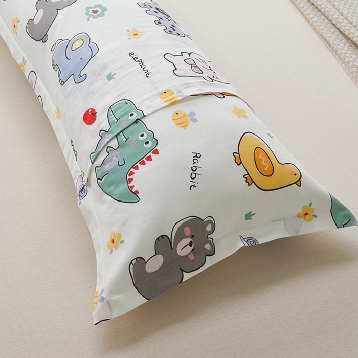 91家纺网 家纺一手货源 找家纺 翎盈家纺 2025新款纯棉小清新双人枕套 疯狂动物园