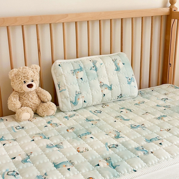 91家纺网 家纺一手货源 找家纺 嗨生活 2025新款7A抗菌全棉双层纱床垫 床褥 幼儿园床垫 儿童床垫 支持定做  精灵宝贝