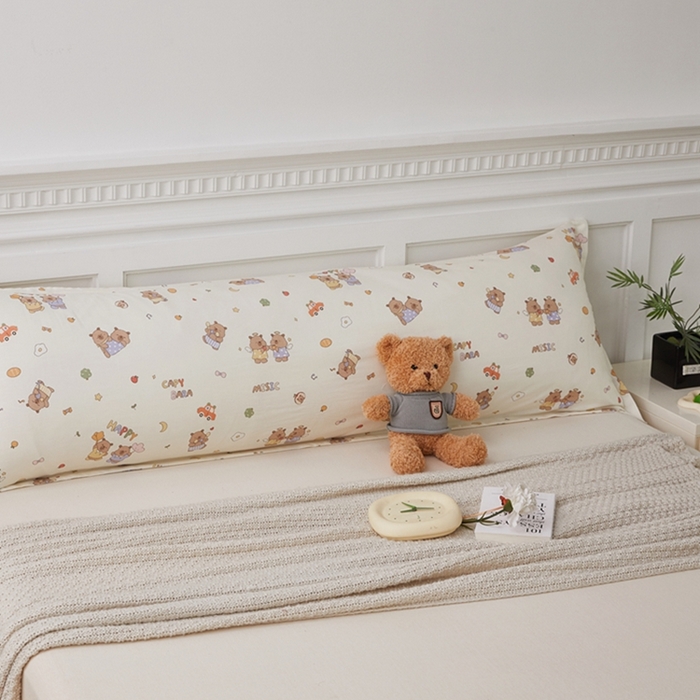 91家纺网 家纺一手货源 找家纺 翎盈家纺 2025新款纯棉小清新双人枕套 音乐卡皮