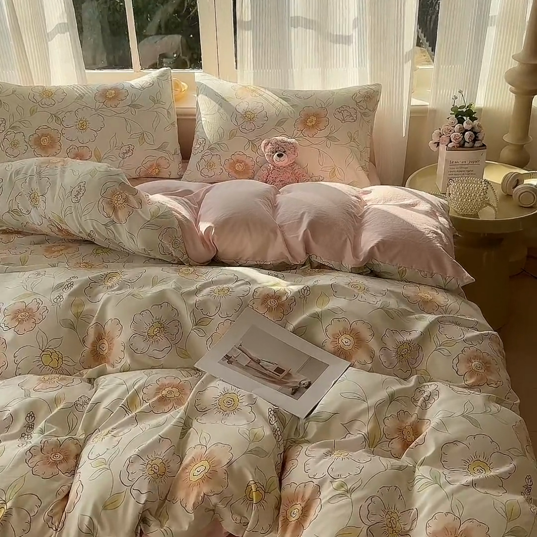 91家纺网 家纺一手货源 找家纺 (总) 赫然 2026新款水洗双层纱四件套