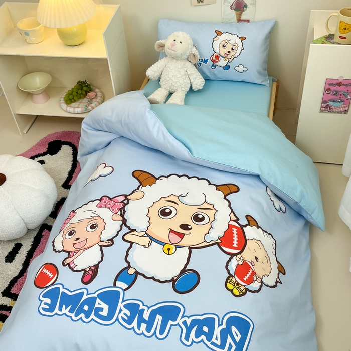 91家纺网 家纺一手货源 找家纺 金爱家 2025新款喜羊羊系列幼儿园三件套 幼儿园-Y亲亲伙伴