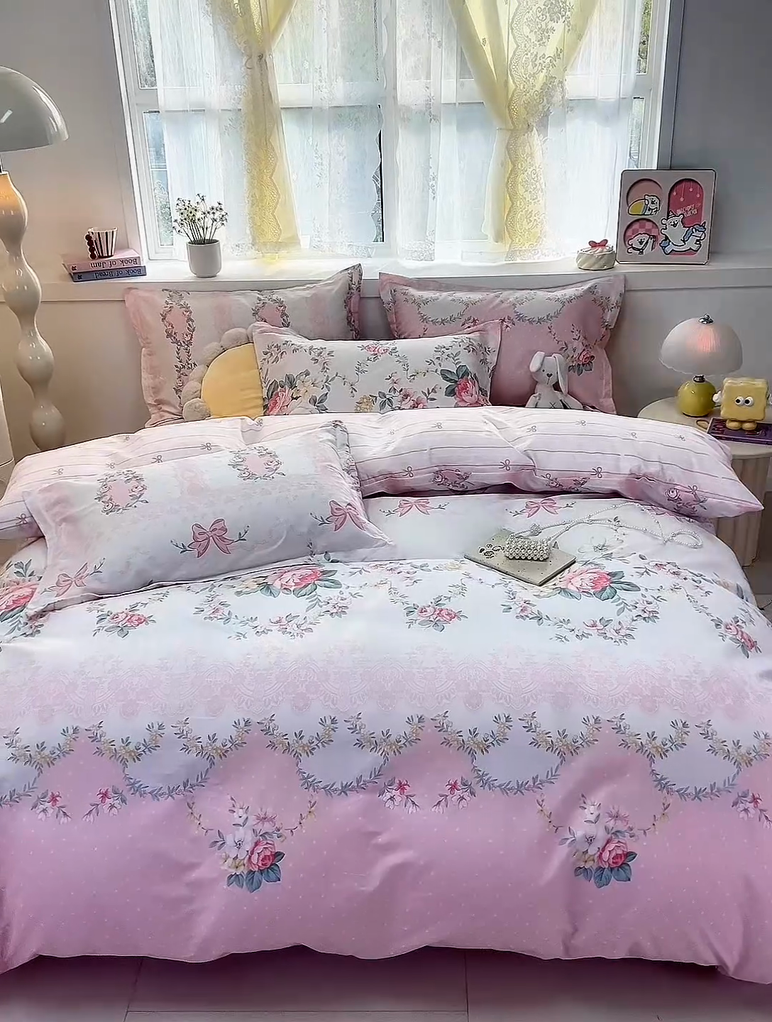 91家纺网 家纺一手货源 找家纺 珂博家纺 2025新款12868全棉纯棉小清新印花四件套 花馨之梦