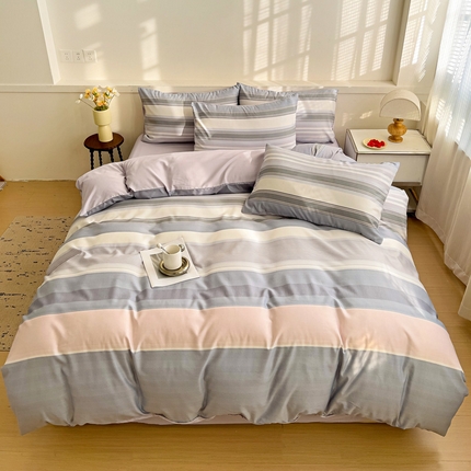 庭彤 2025春夏新款莱赛尔天丝印花三件套四件套 格调粉浅紫