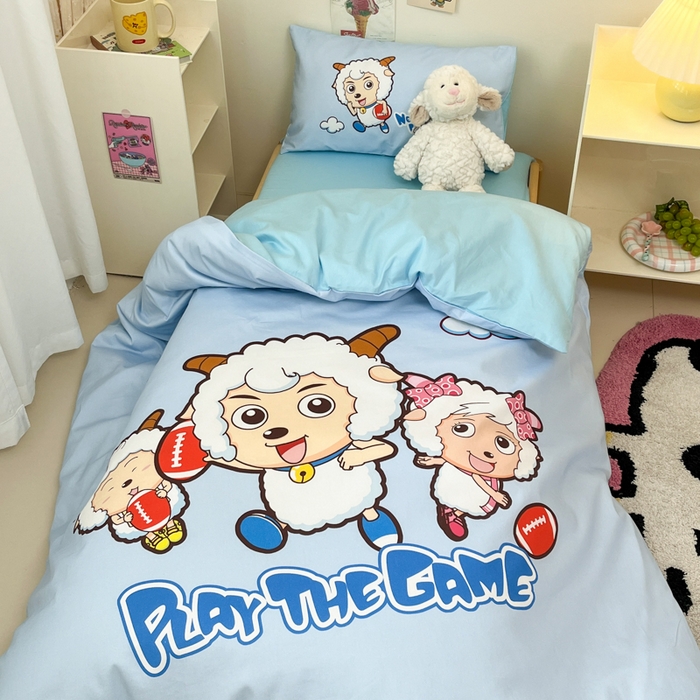 91家纺网 家纺一手货源 找家纺 金爱家 2025新款喜羊羊系列幼儿园三件套 幼儿园-Y亲亲伙伴