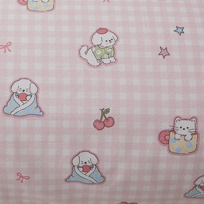 91家纺网 家纺一手货源 找家纺 翎盈家纺 2025新款纯棉小清新双人枕套 可爱家族