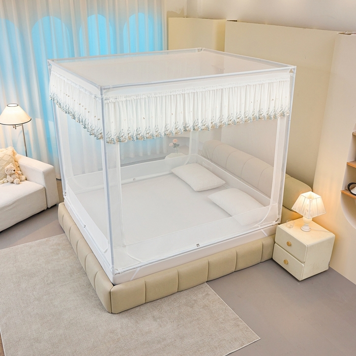 91家纺网 家纺一手货源 找家纺 梦尔佳蚊帐2025新款TU绣花蚊帐-859窈窕淑女系列 宛如白霞