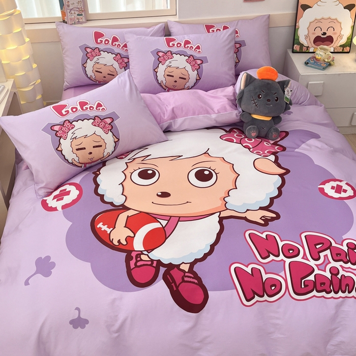 91家纺网 家纺一手货源 找家纺 金爱家 2025新款喜洋洋纯棉数码印花系列四件套 运动精灵