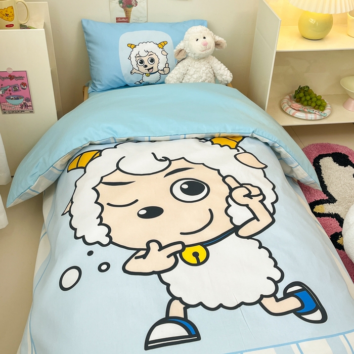 91家纺网 家纺一手货源 找家纺 金爱家 2025新款喜羊羊系列幼儿园三件套 幼儿园-Y羊先生