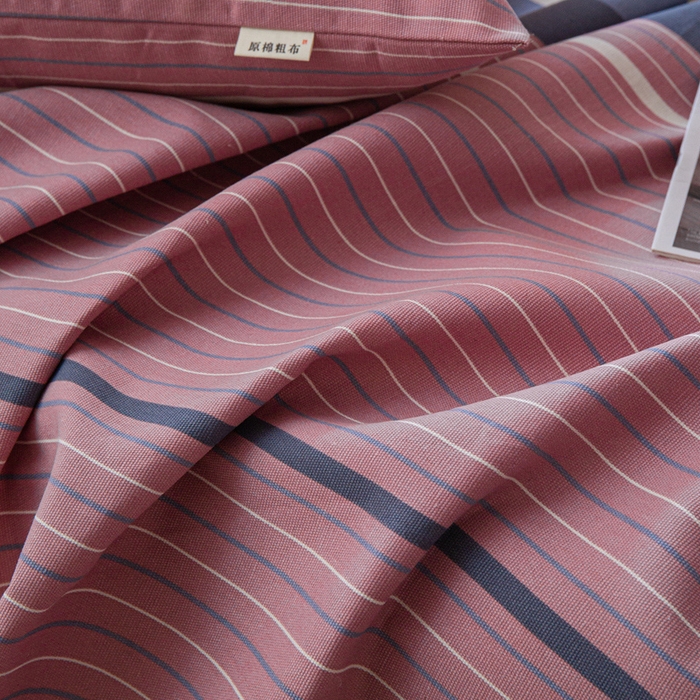 91家纺网 家纺一手货源 找家纺 邵依家纺 2025新款原棉老粗布印花床单系列 时光偶遇-豆沙