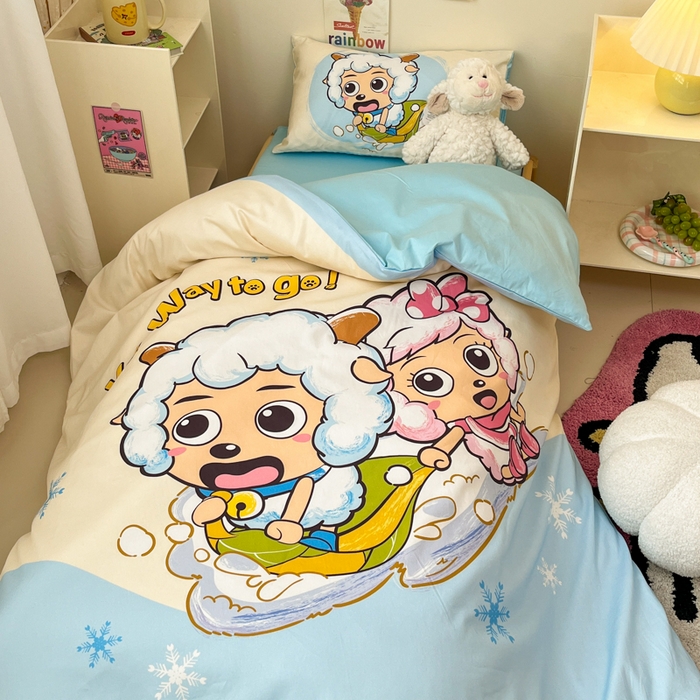 91家纺网 家纺一手货源 找家纺 金爱家 2025新款喜羊羊系列幼儿园三件套 幼儿园-Y梦幻探险