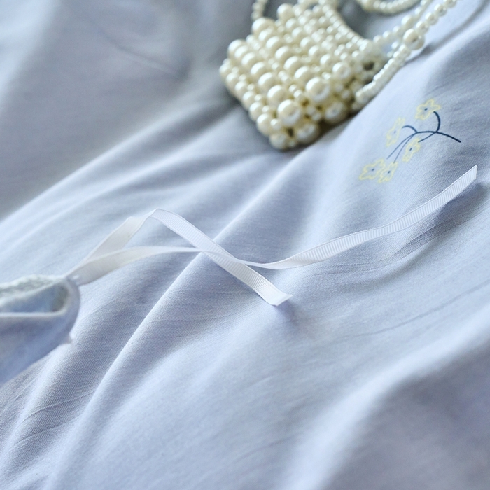 91家纺网 家纺一手货源 找家纺 珂博家纺 2025新款12868全棉纯棉小清新印花四件套 晨曦微蓝