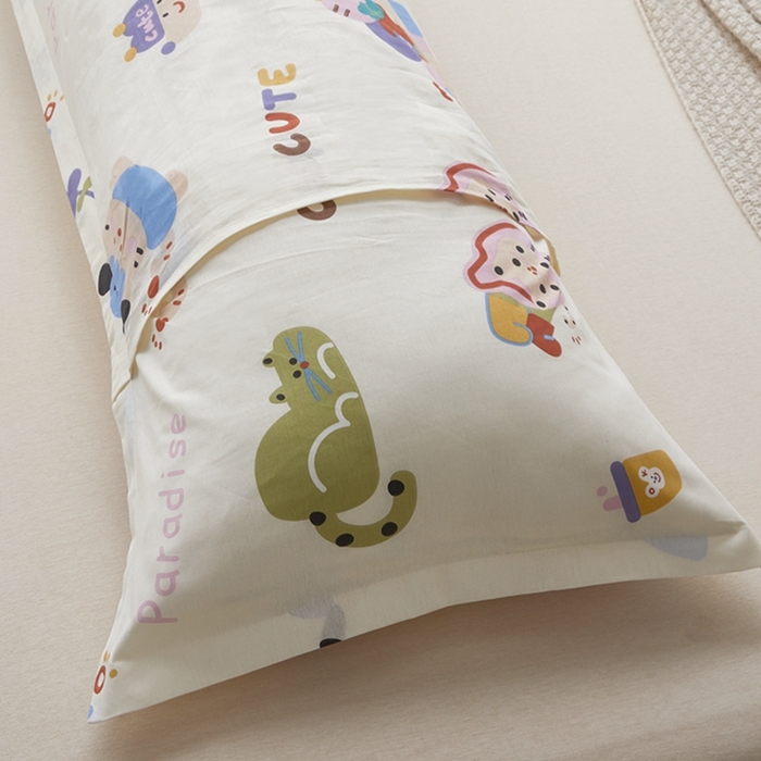 91家纺网 家纺一手货源 找家纺 翎盈家纺 2025新款纯棉小清新双人枕套 机智萌宠