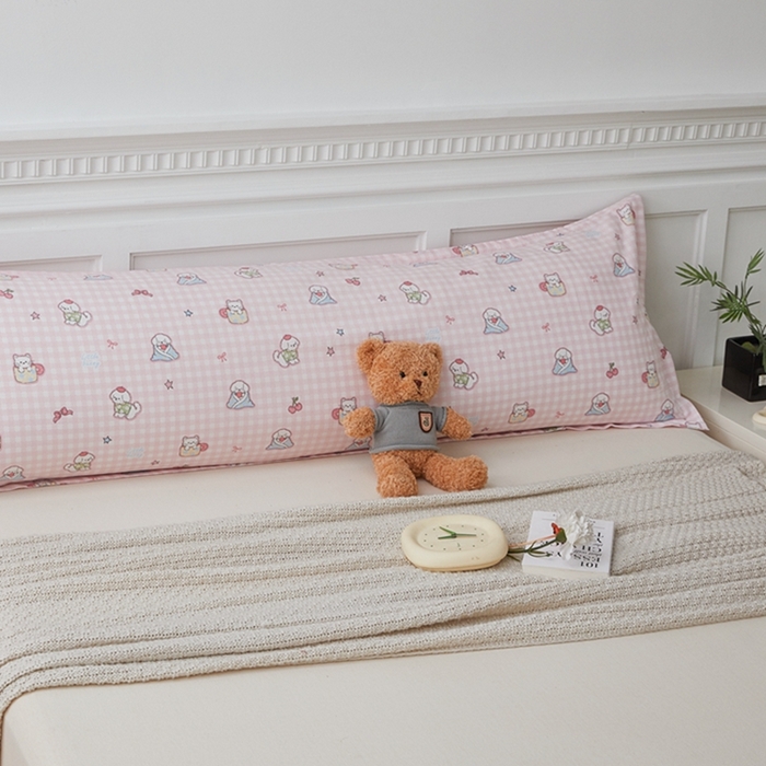 91家纺网 家纺一手货源 找家纺 翎盈家纺 2025新款纯棉小清新双人枕套 可爱家族