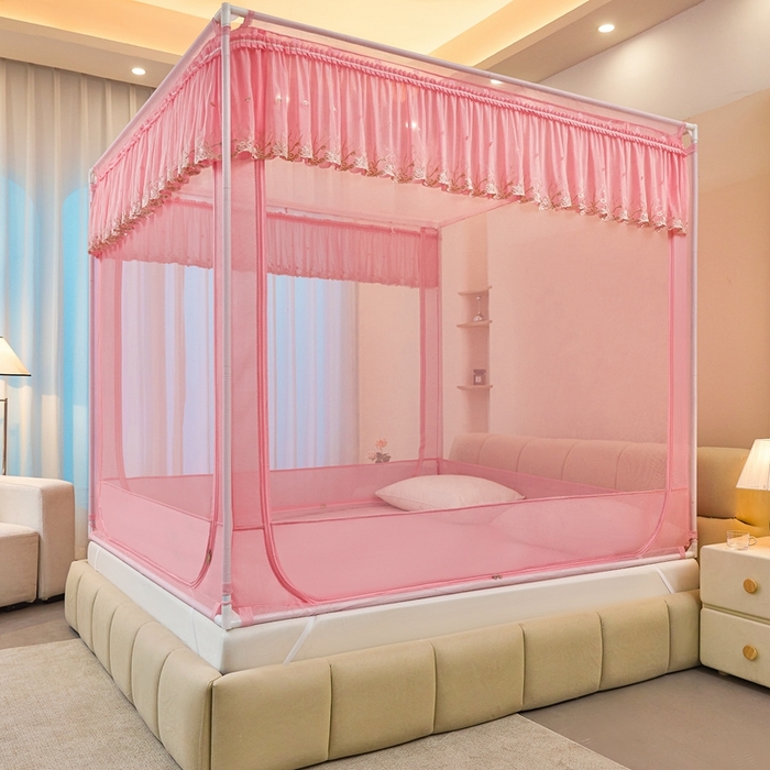 91家纺网 家纺一手货源 找家纺 梦尔佳蚊帐2025新款TU绣花蚊帐-859窈窕淑女系列 喜庆粉红