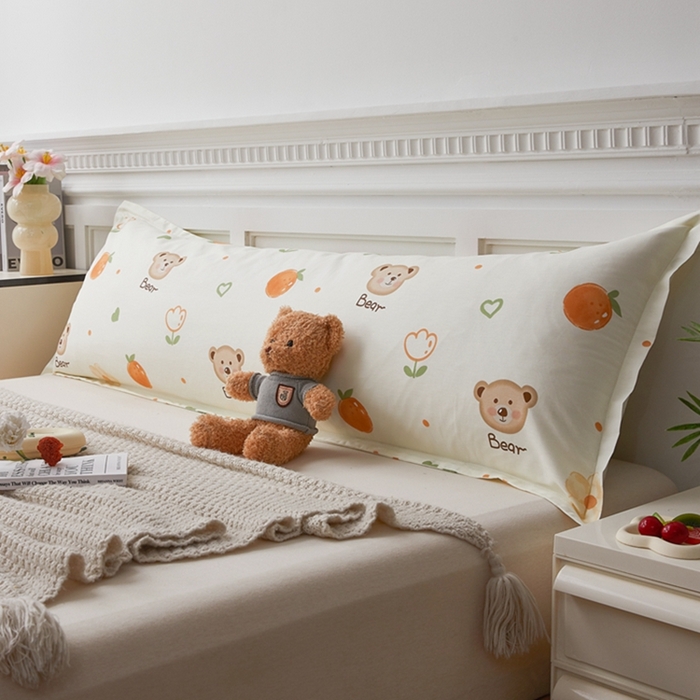 91家纺网 家纺一手货源 找家纺 翎盈家纺 2025新款纯棉小清新双人枕套 熊宝乐园