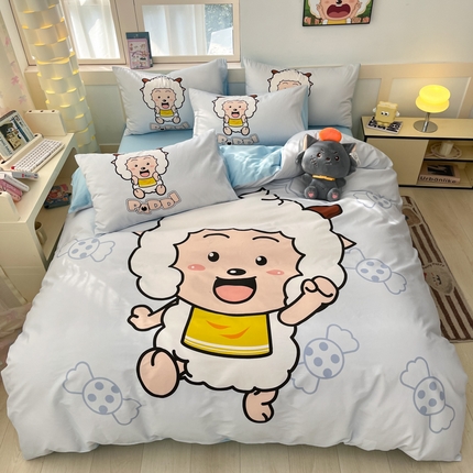 金爱家 2025新款喜洋洋纯棉数码印花系列四件套 懒洋洋