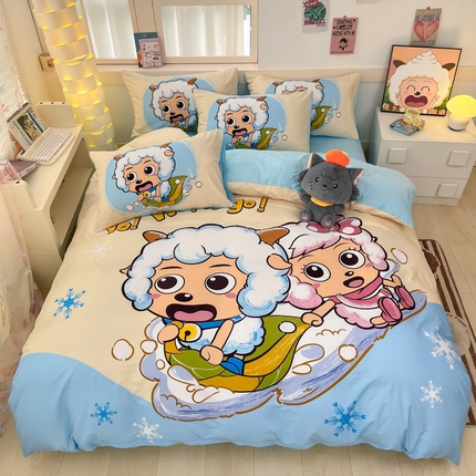 金爱家 2025新款喜洋洋纯棉数码印花系列四件套 梦幻探险