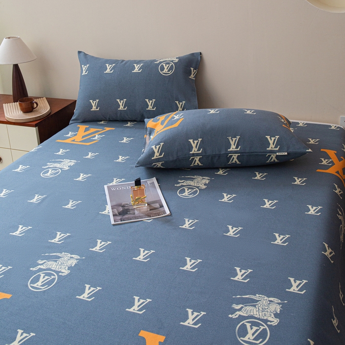 91家纺网 家纺一手货源 找家纺 邵依家纺 2025新款原棉老粗布印花床单系列 经典字母灰