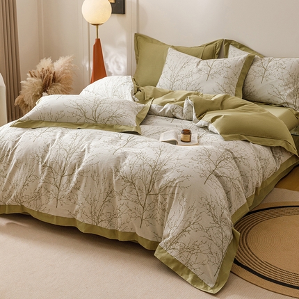 91家纺网 家纺一手货源 找家纺 （总）女子家纺 2025新款全棉纯棉宽边三层纱提花四件套