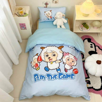 91家纺网 家纺一手货源 找家纺 金爱家 2025新款喜羊羊系列幼儿园三件套 幼儿园-Y亲亲伙伴