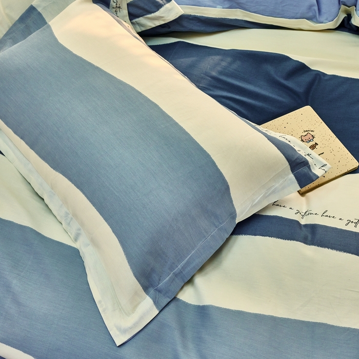 91家纺网 家纺一手货源 找家纺 珂博家纺 2025新款12868全棉纯棉小清新印花四件套 心语条纹