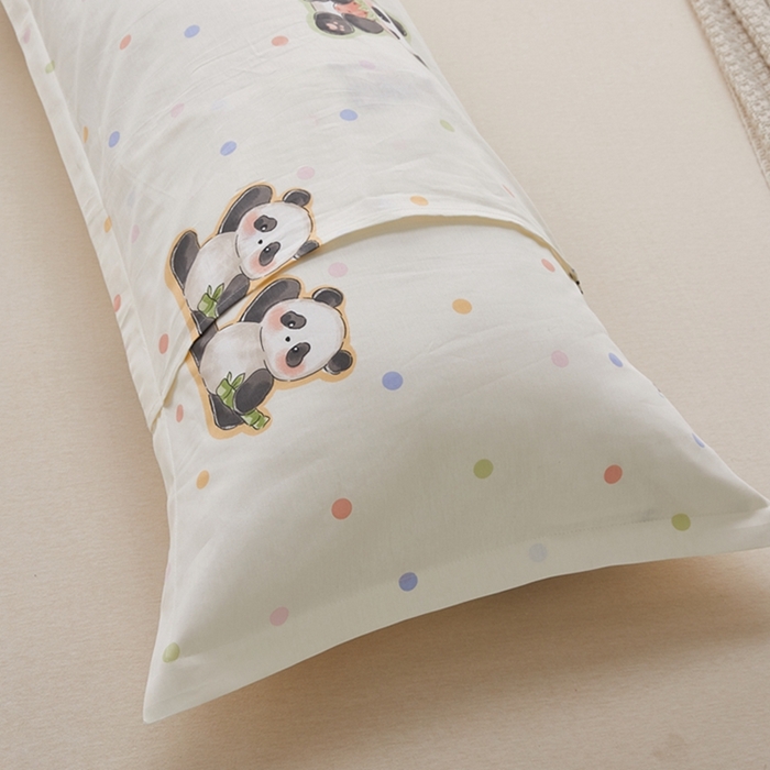 91家纺网 家纺一手货源 找家纺 翎盈家纺 2025新款纯棉小清新双人枕套 布偶熊猫