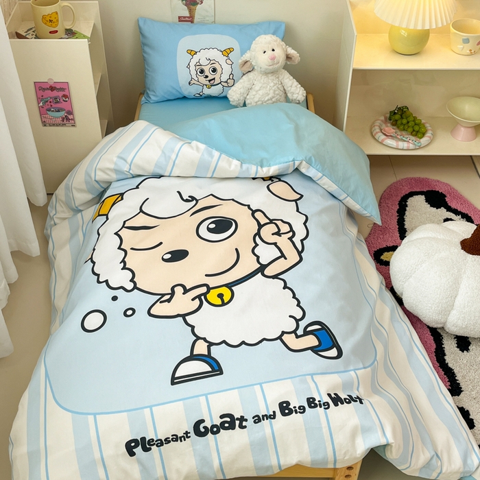 91家纺网 家纺一手货源 找家纺 金爱家 2025新款喜羊羊系列幼儿园三件套 幼儿园-Y羊先生