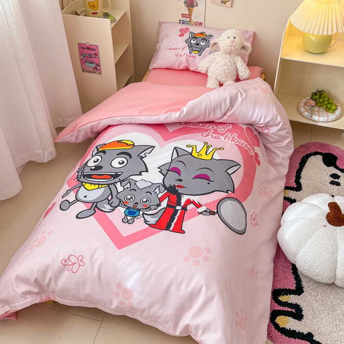 91家纺网 家纺一手货源 找家纺 金爱家 2025新款喜羊羊系列幼儿园三件套 幼儿园-Y灰灰家族