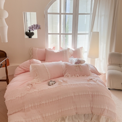 91家纺网 家纺一手货源 找家纺 （总）吾欢心 2025春夏新款花漾甜心蝴蝶结四件套